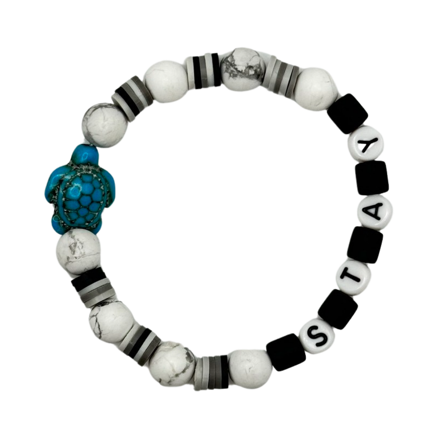 Honu (Turtle) + STAY Howlite Bracelet - Healing and Serenity