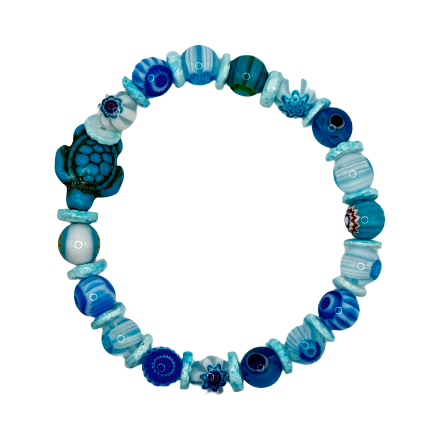 Honu (Turtle) Blue Agate Bracelet - Stress Free and Emotional Well-Being