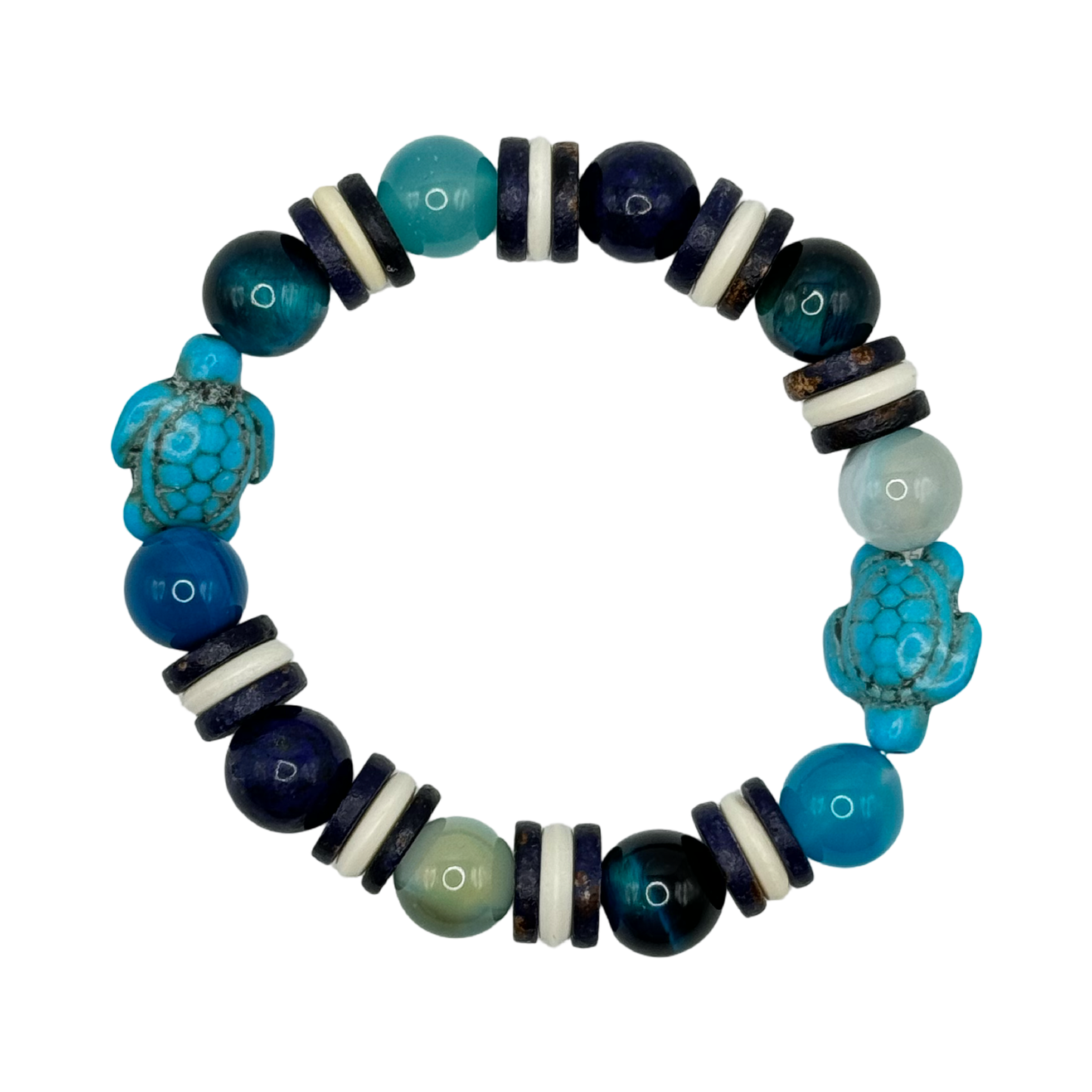 Double Honu (Turtle) Blue Tiger's Eye Bracelet - Clarity and Confidence