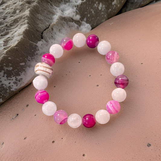 Pink Agate Bracelet - Guardian Against Negativity